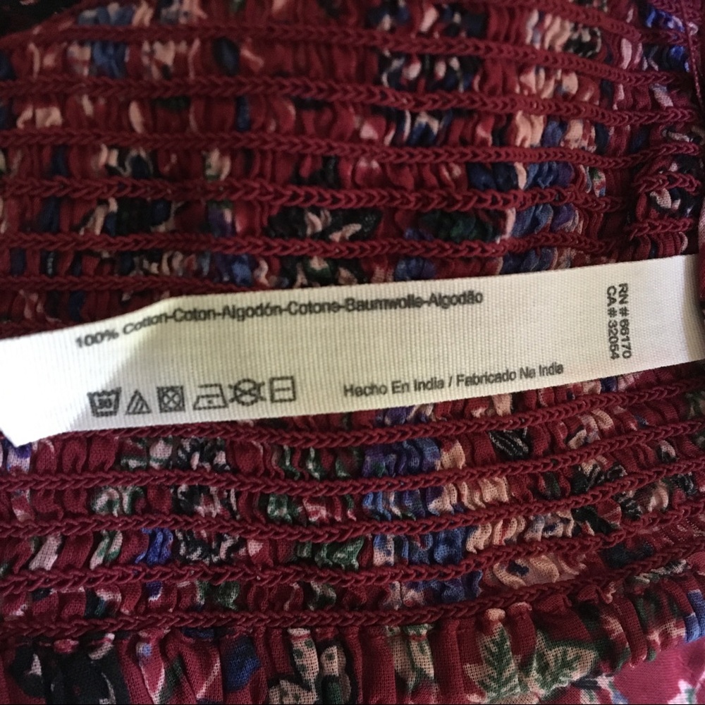 NWOT Free People burgundy floral top size M - Picture 6 of 7